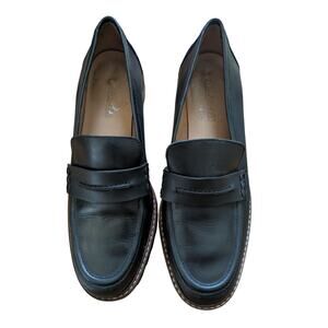 Madewell Black Leather Corinne Lugsole Loafers Sz 7.5 Dark Academia Work Wear